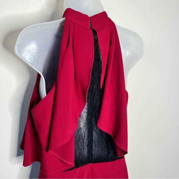 LOVERS + FRIENDS nicki romper in red cranberry black lace back size small - Picture 3 of 7